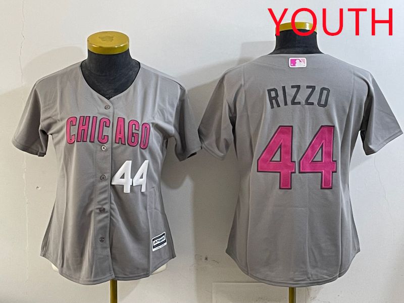 Youth Chicago Cubs 44 Rizzo Grey Fashion Game 2025 Nike MLB Jersey style 7